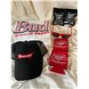 Image 1 : Budweiser Combo Pack (Ball Cap, T-Shirt/XL, Sunglasses, & 2-Cozies)