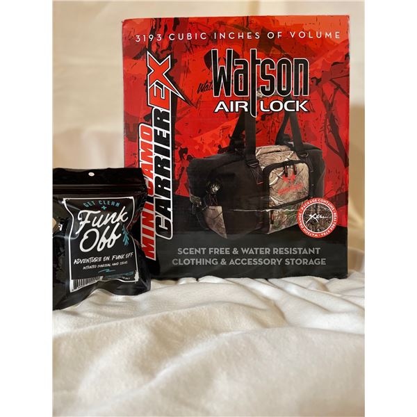 Watson Mini Camo Carrier EX Accessory Bag & Funk Off Hand Scrub Combo