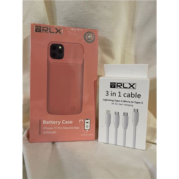 RLX Iphone 11 Pro Max/XS Max Battery Case & Charging Cables