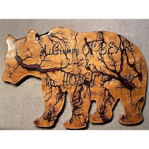 Decorative Bear Shaped  "A Grumpy Ol Bear & his HONEY live here"  Wall Plaque