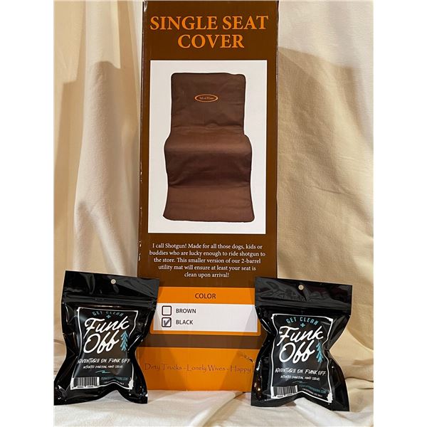 Mud River Single Seat Cover (Black) & 2-Funk Off Hand Scrubs Combo