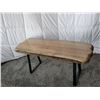 Image 1 : Handmade Modern Rustic Coffee Table/Bench, Solid Pine Top, Semi-Gloss Finish w/ Modern Steel Legs
