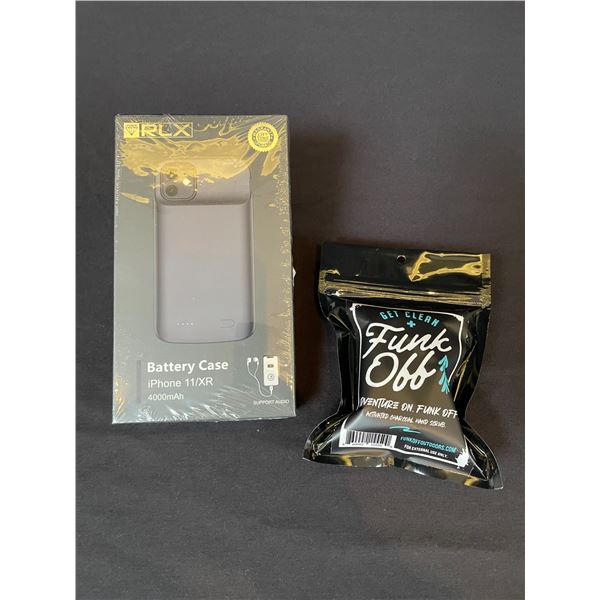 RLX Iphone 11/XR Black Battery Case & Funk Off Hand Scrub Combo