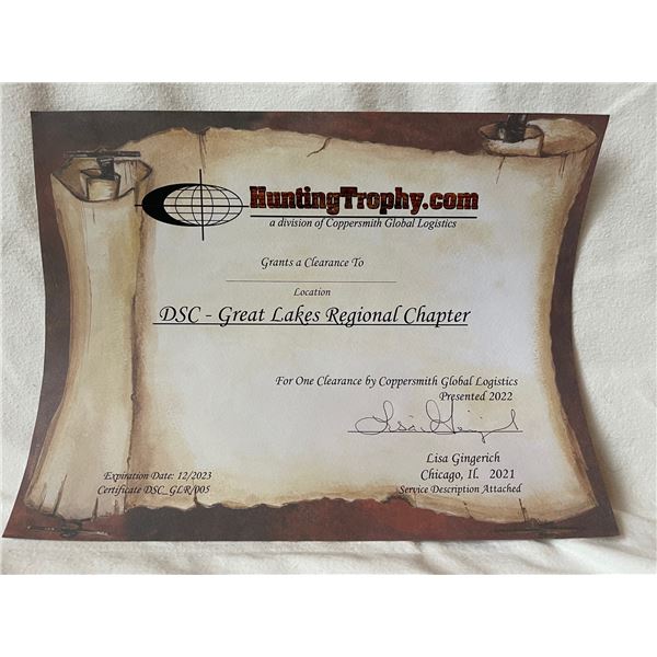 $485 Gift Certificate to Coppersmith Importation Service - Good for One Clearance until 12/2023