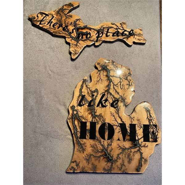 Decorative Michigan Shaped Wall Art / plaque "There's no place like HOME"