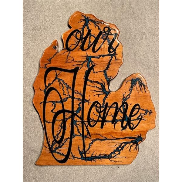 Decorative Michigan Shaped Wall Art / plaque "Our Home"