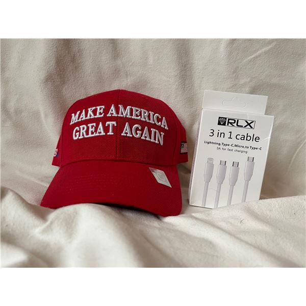 MAGA Ball Cap & RLX 3 in 1 Charging Cables Combo