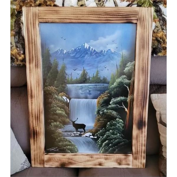 Wood Framed Spray Painted Wildlife Wall Painting