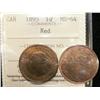 Image 1 : 1¢ 1895 ICCS MS64RD. A super example, 85% red. 