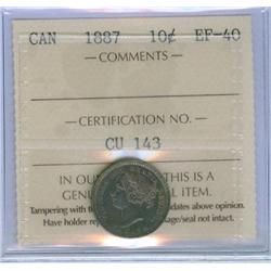 1887 10¢  ICCS EF40, toned!