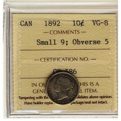 1892 10c Small9 Obv 5 ICCS VG-8