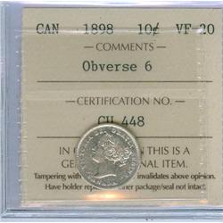 1898  10¢  ICCS VF20 Brilliant!