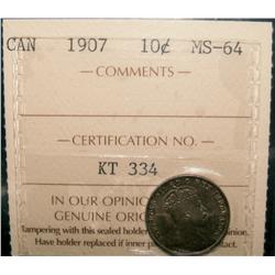 1907 10¢ ICCS MS64.