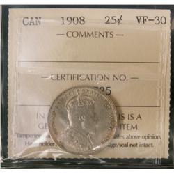 1908 25¢ ICCS VF30.