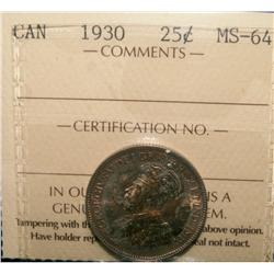 1930 25¢ ICCS MS64.
