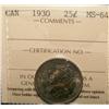 Image 1 : 1930 25¢ ICCS MS64.