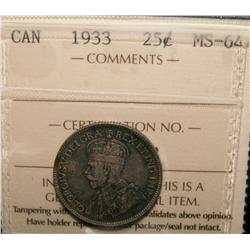 1933 25¢ ICCS MS64.