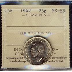 1942 25¢ ICCS MS63.