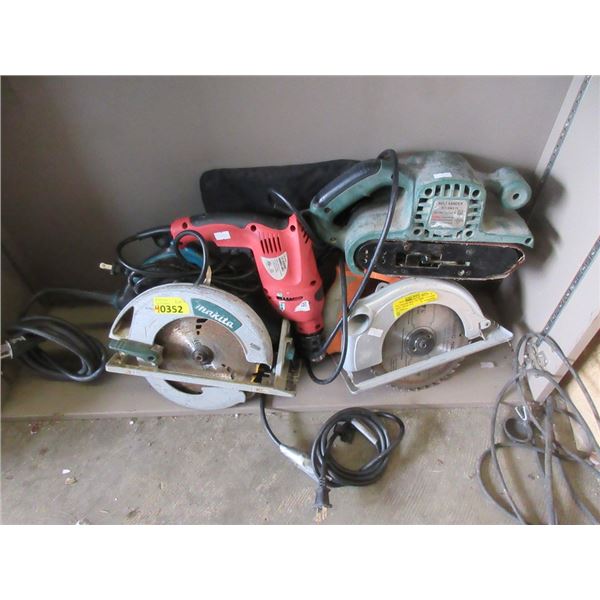 2 Circular Saws, 1 Drill & 1 Belt Sander