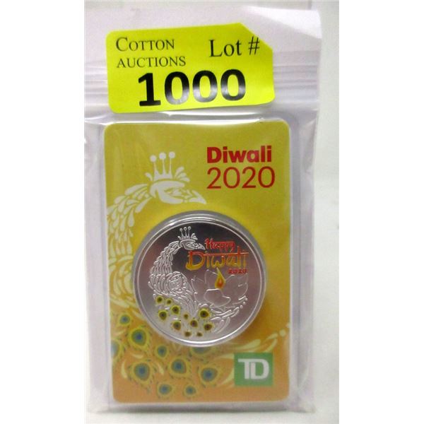 1 Oz. .9999 Fine Silver 2020 Diwali TD Bank Round