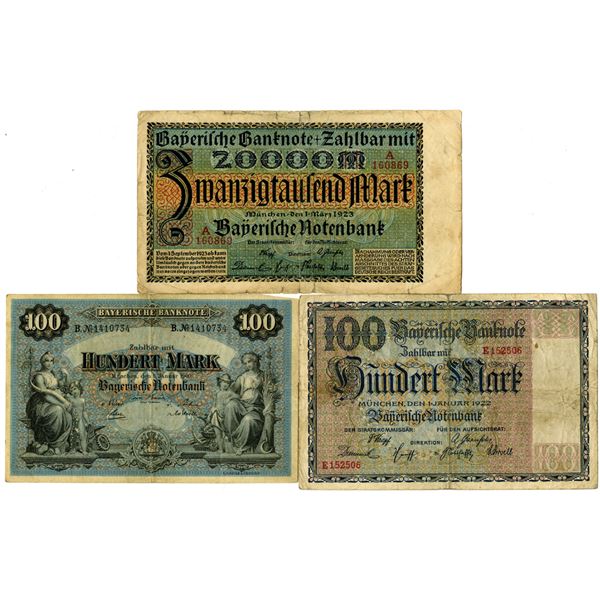 Bavarian Note Issuing Bank. 1900. Issue Quartet of Banknotes.