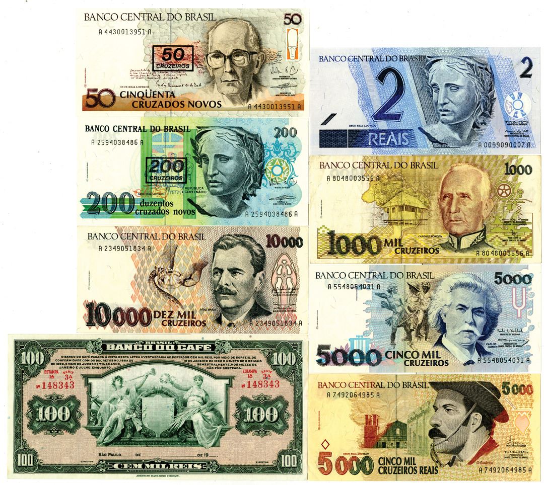 Brazil Banknote Assortment, ca.1890-2000s Brazil Banknote Assortment, ca.1890-2000s