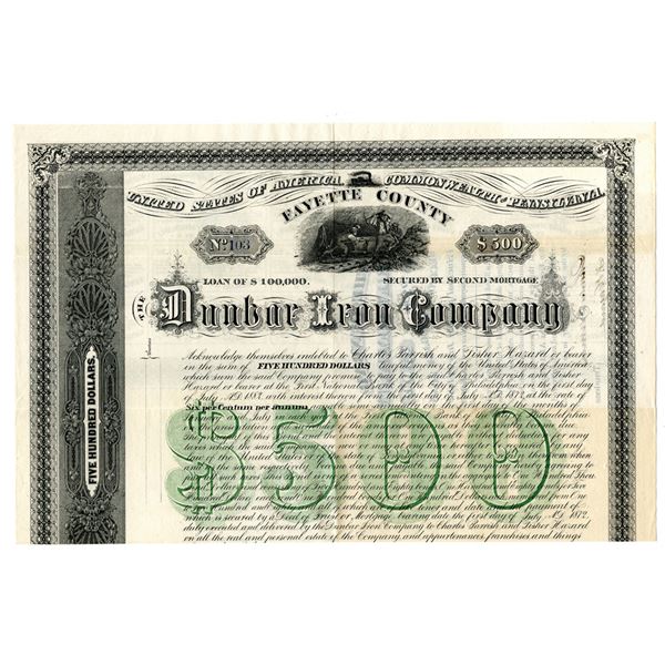 Dunbar Iron Co. 1872 I/U Bond