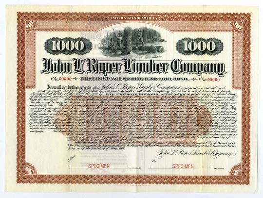 John L. Roper Lumber Co. 1906 Specimen Bond - Archives International ...