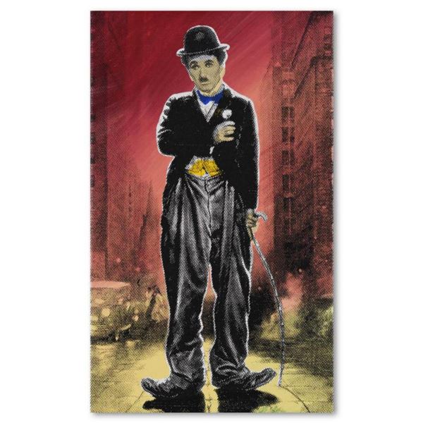 Steve Kaufman (1960-2010), "Charlie Chaplain" Hand Painted, Hand Pulled Limited Edition Silkscreen o