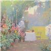 Image 2 : Ming Feng, "Tea Garden" Original Oil Painting on Canvas, Hand Signed with Letter of Authenticity.