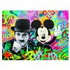 Image 1 : Nastya Rovenskaya- Original Oil on Canvas "Chaplin & Mickey Mouse"