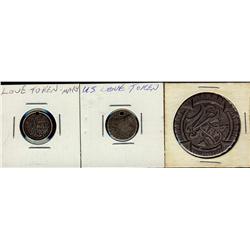 Love Tokens.  Lot of 3 coins including Canadian Victorian 10