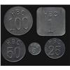Image 1 : 1946 Hudson Bay Tokens. Set of 5 pieces. 5¢, 25¢, 50¢, $1 an