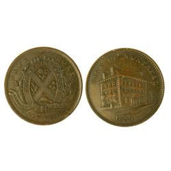 Breton # 524, CH-LC-10b3, half penny 'Side view'. Brown AU p