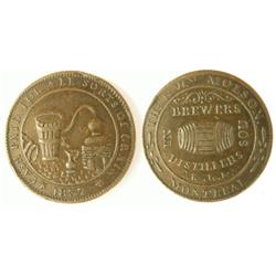 Breton # 562, CH-LC-16a1, 'Molson Brewers token' 1837 EF. Ni