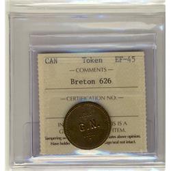 Breton #626 ICCS EF45 G.N., 5¢ Single rim
