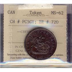 Breton #720, Charlton #PC5C1, graded ICCS MS-62. One Half-Pe