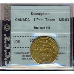 Breton #741, graded CCCS MS-63. L.G. Marineau, Ottawa, Good 