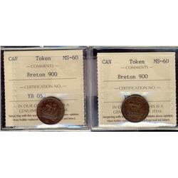 Breton #900 ICCS MS60.  Lot of two issues both same grade.  