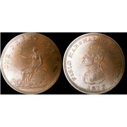 Breton # 974, CH-WE-3, 1813 One penny token. Brown Uncircula