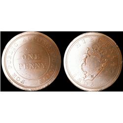 Breton # 975, CH-AM-2, 1805 Hibernia One penny token abt. EF
