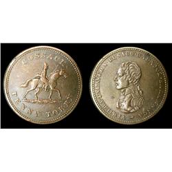 Breton # 985, CH-WE-13  'Cossack' One penny token,EF+. Lty. 