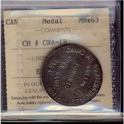 1954 CNA Medal CH#CNA-1B ICCS MS63.