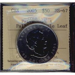 2005 Palladium 1oz Maple Leaf Test Coin ICCS MS67, privy mar