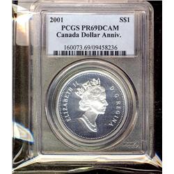 2001 $1 1911-2001 anniv. PCGS PR69DCAM.  