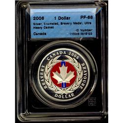 2006 $1 CCCS PF-68, Ultra Heavy Cameo, Bravery Medal Enamele