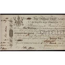 1820 Hudson's Bay company 5 shilling note UNISSUED with orig