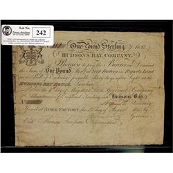 1832 Hudson's bay Company 1 Pound note VG-F. Rarity 9. Issue