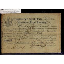 1845 Hudson's Bay company 1 shilling note in  Fine condition