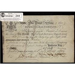 1868 Hudson's Bay Company 1 Pound note. F-VF issued 1st May 